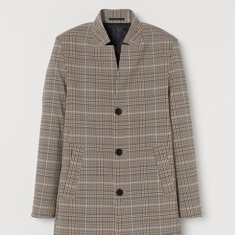 H&M Patterned Coat Beige/Plaid - Picture 4 of 5